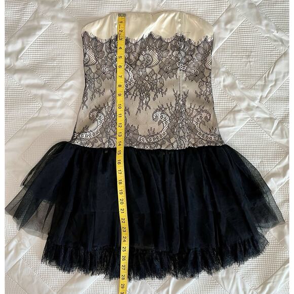 Sugar Thrillz Corset Lace Tulle Mini Dress Black Cream Small - Picture 4 of 7